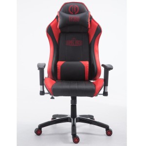 Silla gaming LOGAN PRO, respaldo reclinable, con cojines, en piel color negro/azul