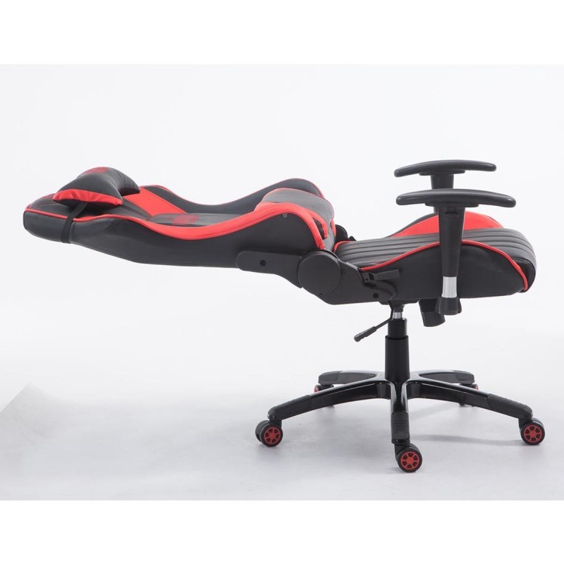 Silla gaming LOGAN PRO, respaldo reclinable, con cojines, en piel color negro/azul