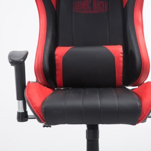 Silla gaming LOGAN PRO, respaldo reclinable, con cojines, en piel color negro/azul