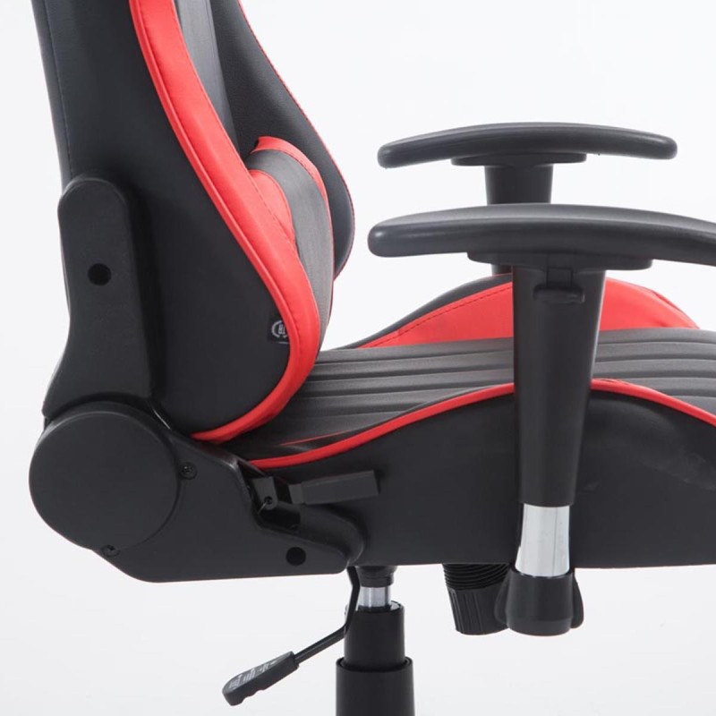 Silla gaming LOGAN PRO, respaldo reclinable, con cojines, en piel color negro/azul