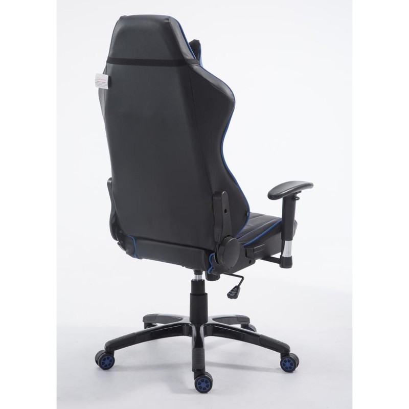 Silla gaming LOGAN PRO, respaldo reclinable, con cojines, en piel color negro/azul