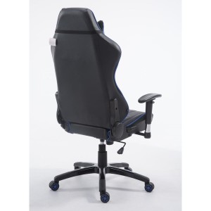 Silla gaming LOGAN PRO, respaldo reclinable, con cojines, en piel color negro/azul