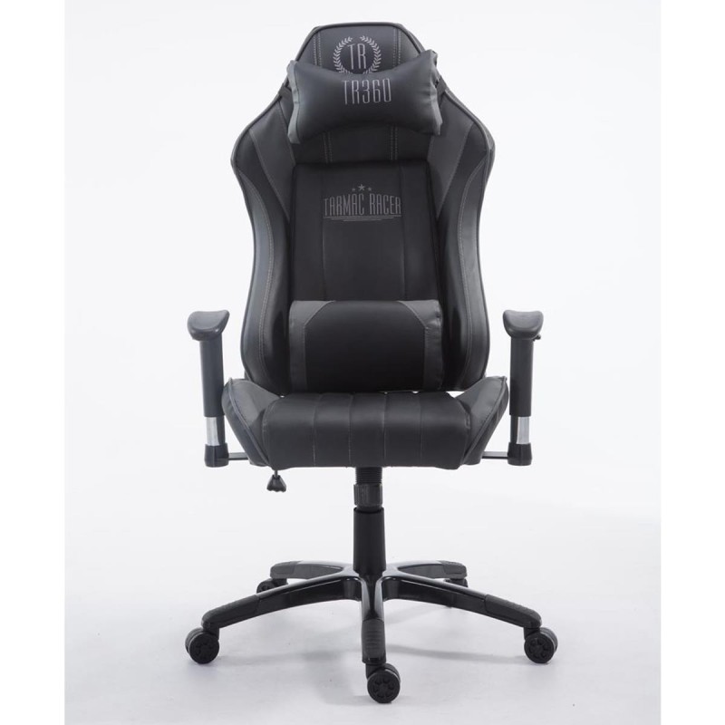 Silla gaming LOGAN PRO, respaldo reclinable, con cojines, en piel color negro/azul