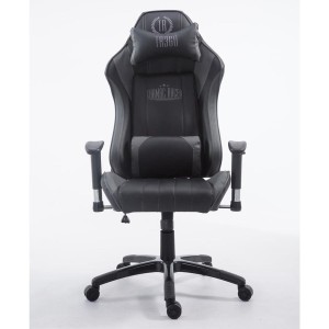 Silla gaming LOGAN PRO, respaldo reclinable, con cojines, en piel color negro/azul