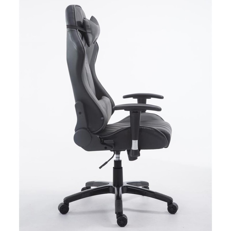 Silla gaming LOGAN PRO, respaldo reclinable, con cojines, en piel color negro/azul