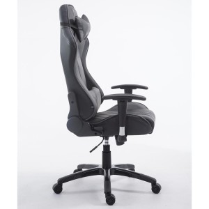 Silla gaming LOGAN PRO, respaldo reclinable, con cojines, en piel color negro/azul