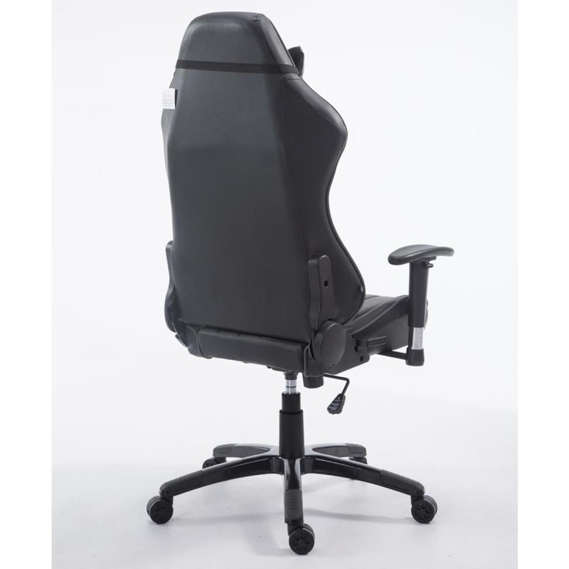 Silla gaming LOGAN PRO, respaldo reclinable, con cojines, en piel color negro/azul