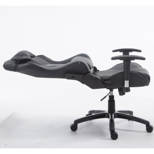 Silla gaming LOGAN PRO, respaldo reclinable, con cojines, en piel color negro/azul