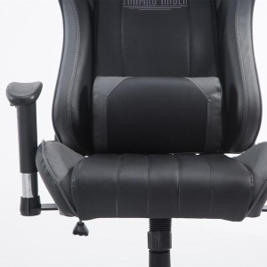 Silla gaming LOGAN PRO, respaldo reclinable, con cojines, en piel color negro/azul