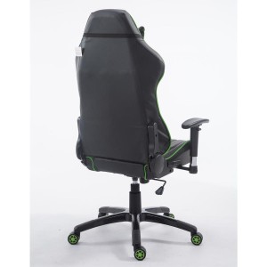Silla gaming LOGAN PRO, respaldo reclinable, con cojines, en piel color negro/azul