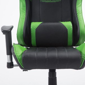 Silla gaming LOGAN PRO, respaldo reclinable, con cojines, en piel color negro/azul