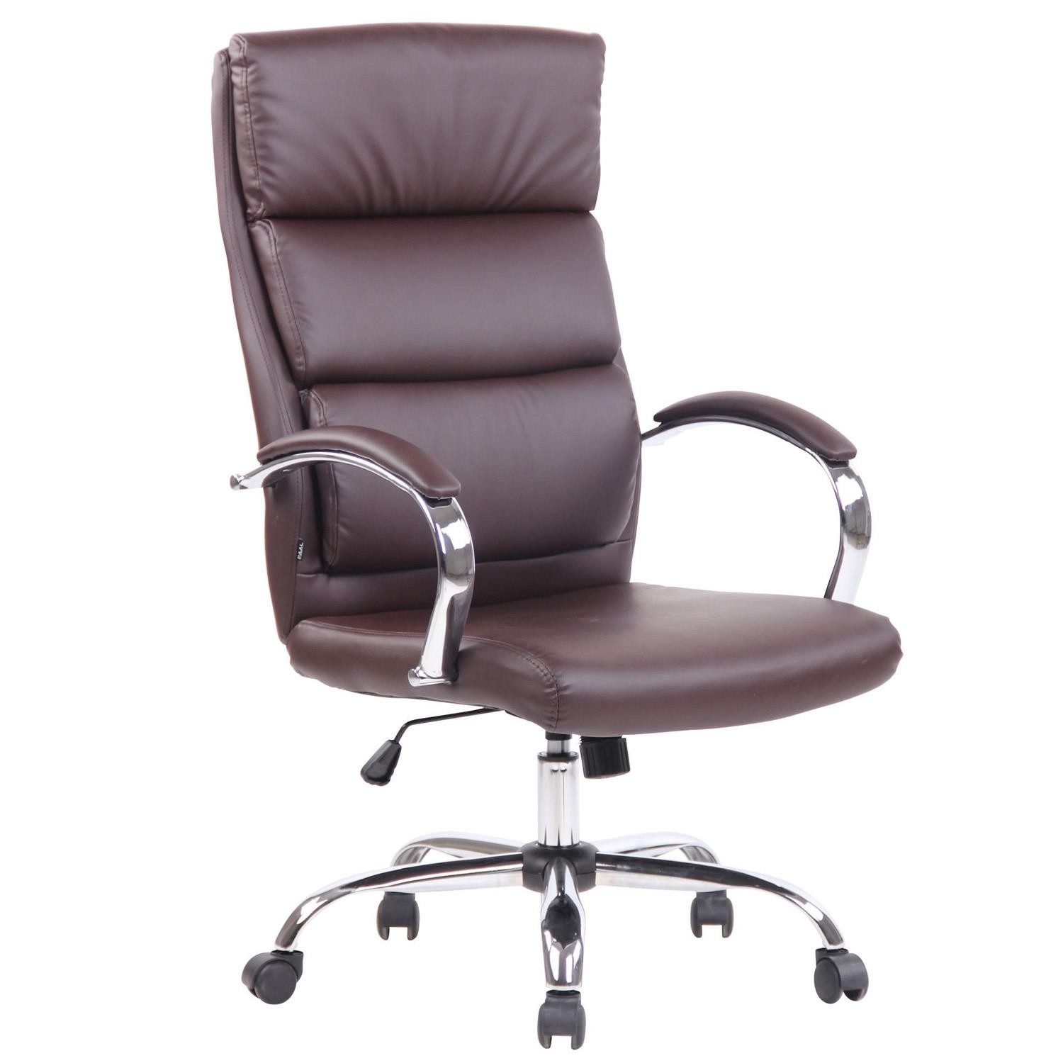 Sillón de Oficina BRANDON, Grueso Acolchado, Base Metálica, Tapizada en Piel color Negro