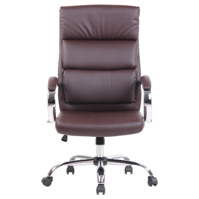 Sillón de oficina BRANDON, grueso acolchado, en piel color negro