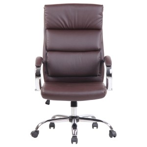 Sillón de oficina BRANDON, grueso acolchado, en piel color negro