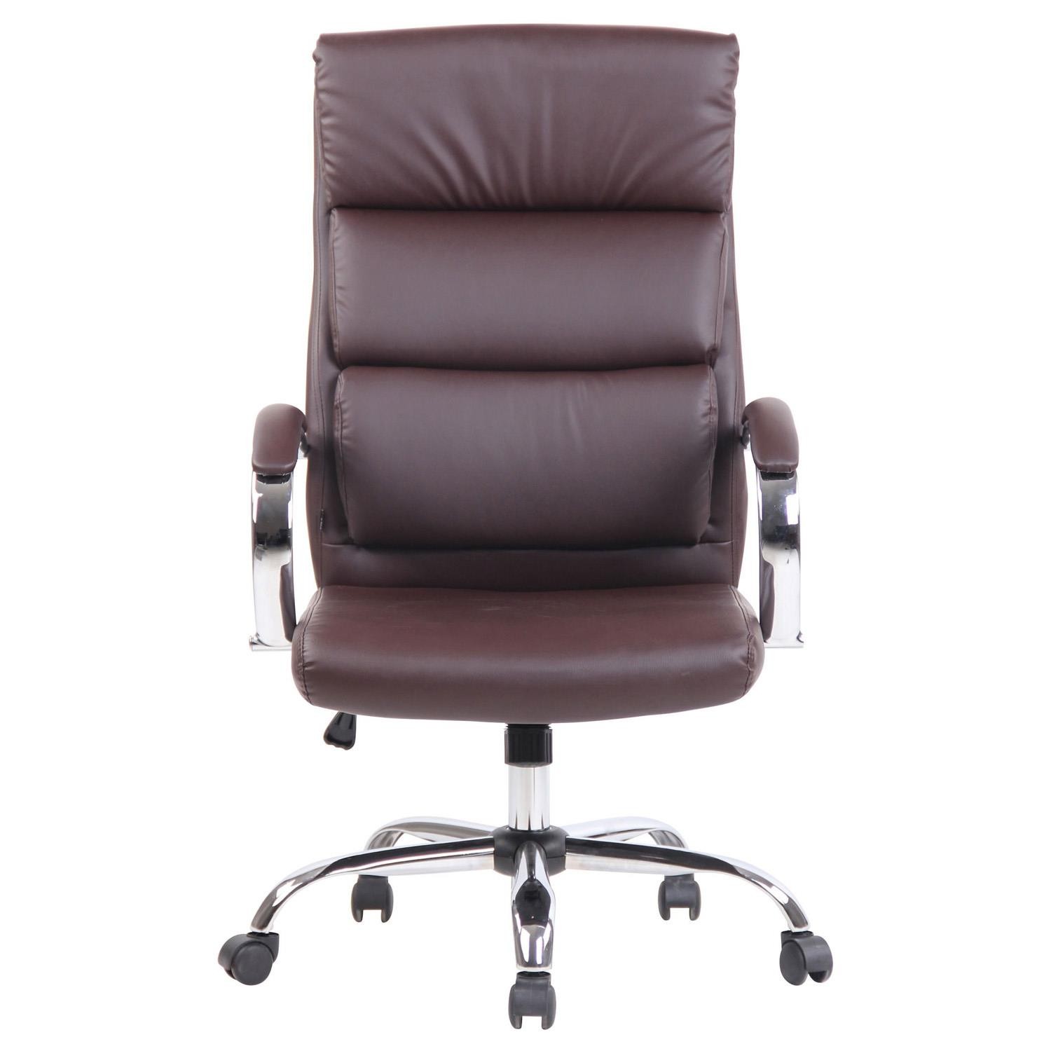 Sillón de Oficina BRANDON, Grueso Acolchado, Base Metálica, Tapizada en Piel color Negro