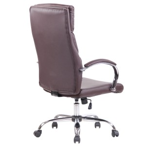 Sillón de oficina BRANDON, grueso acolchado, en piel color negro