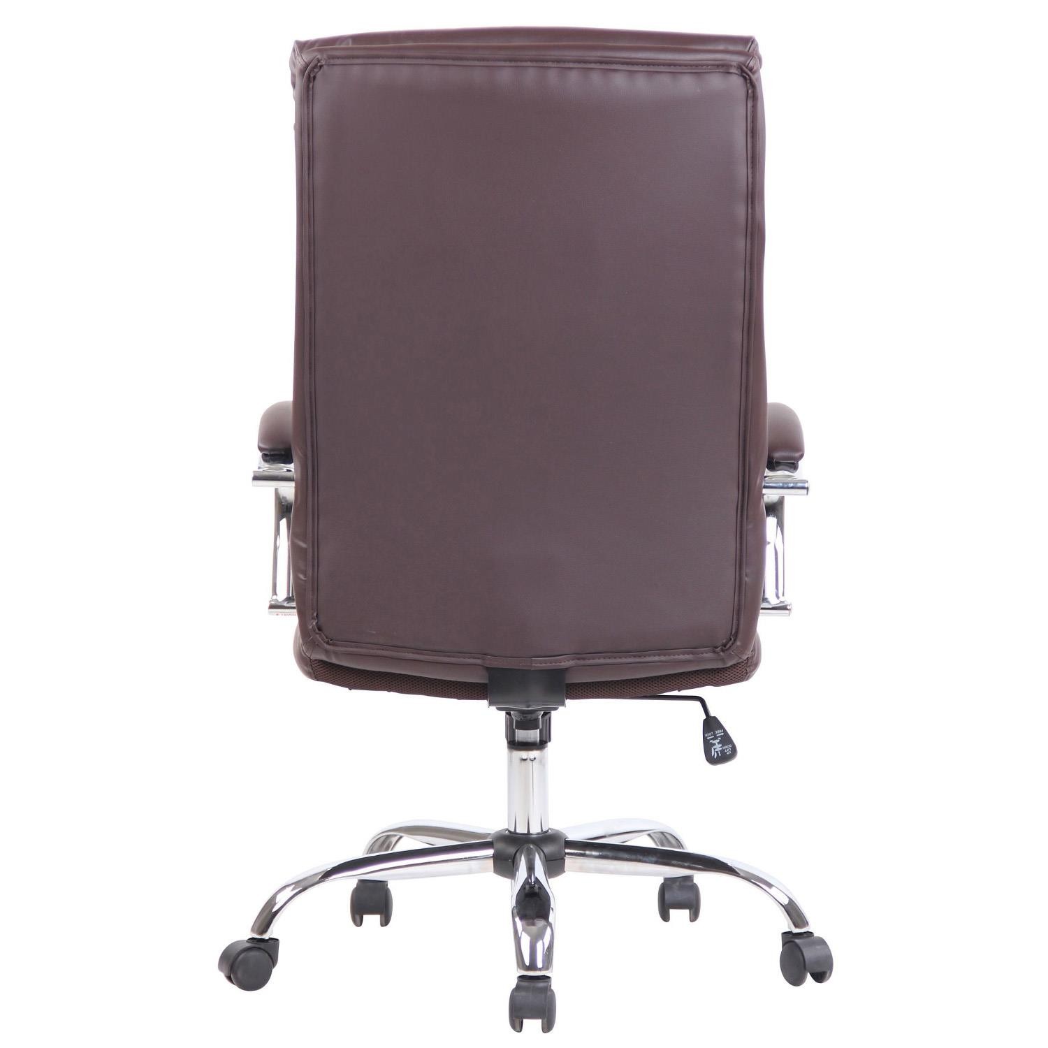 Sillón de Oficina BRANDON, Grueso Acolchado, Base Metálica, Tapizada en Piel color Negro