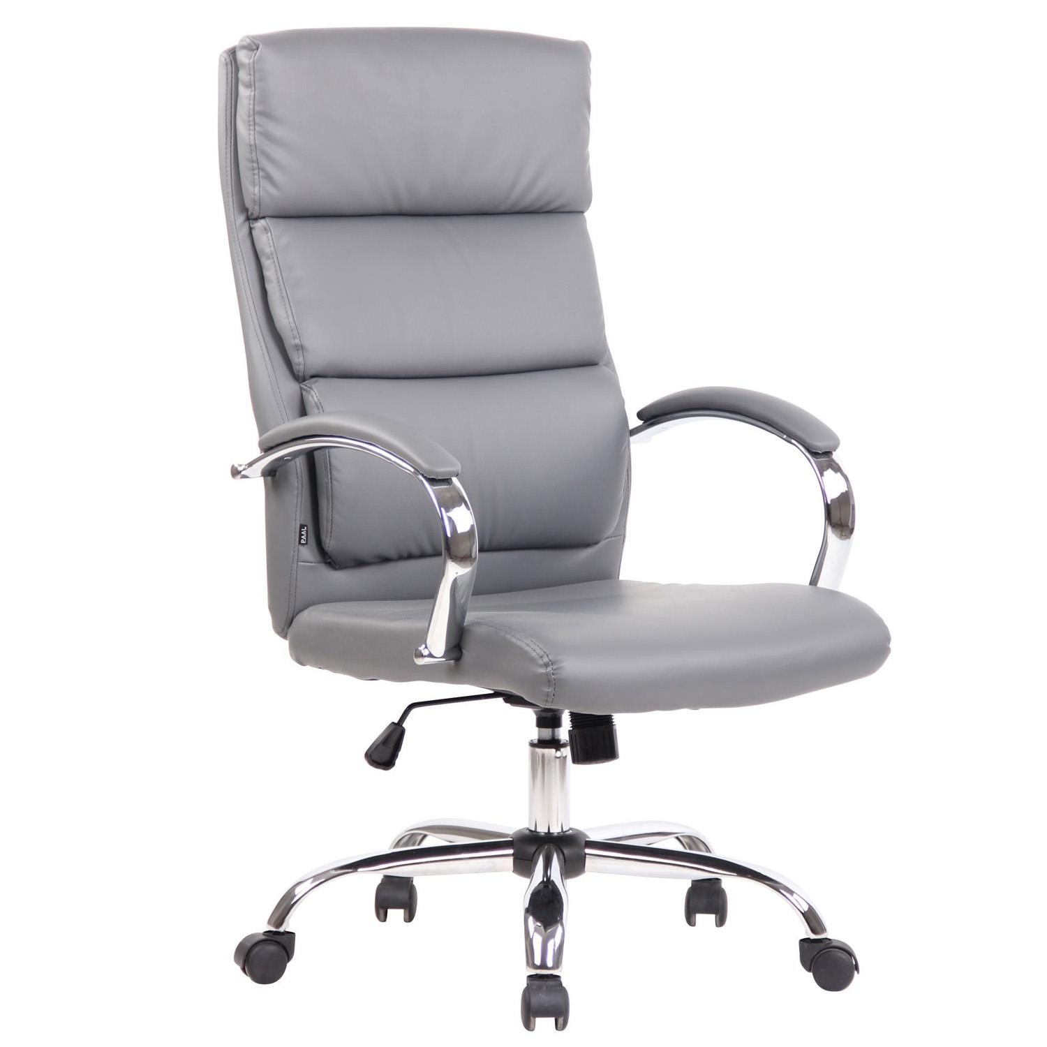Sillón de Oficina BRANDON, Grueso Acolchado, Base Metálica, Tapizada en Piel color Negro