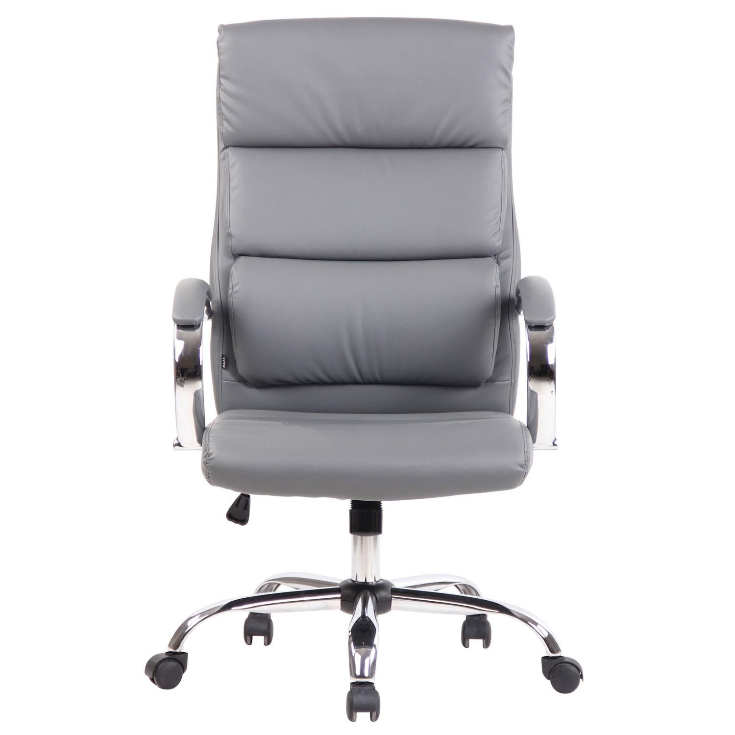 Sillón de Oficina BRANDON, Grueso Acolchado, Base Metálica, Tapizada en Piel color Negro