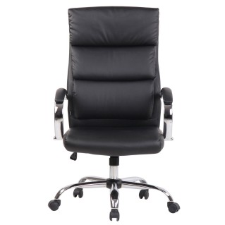Sillón de oficina BRANDON, grueso acolchado, en piel color negro 2