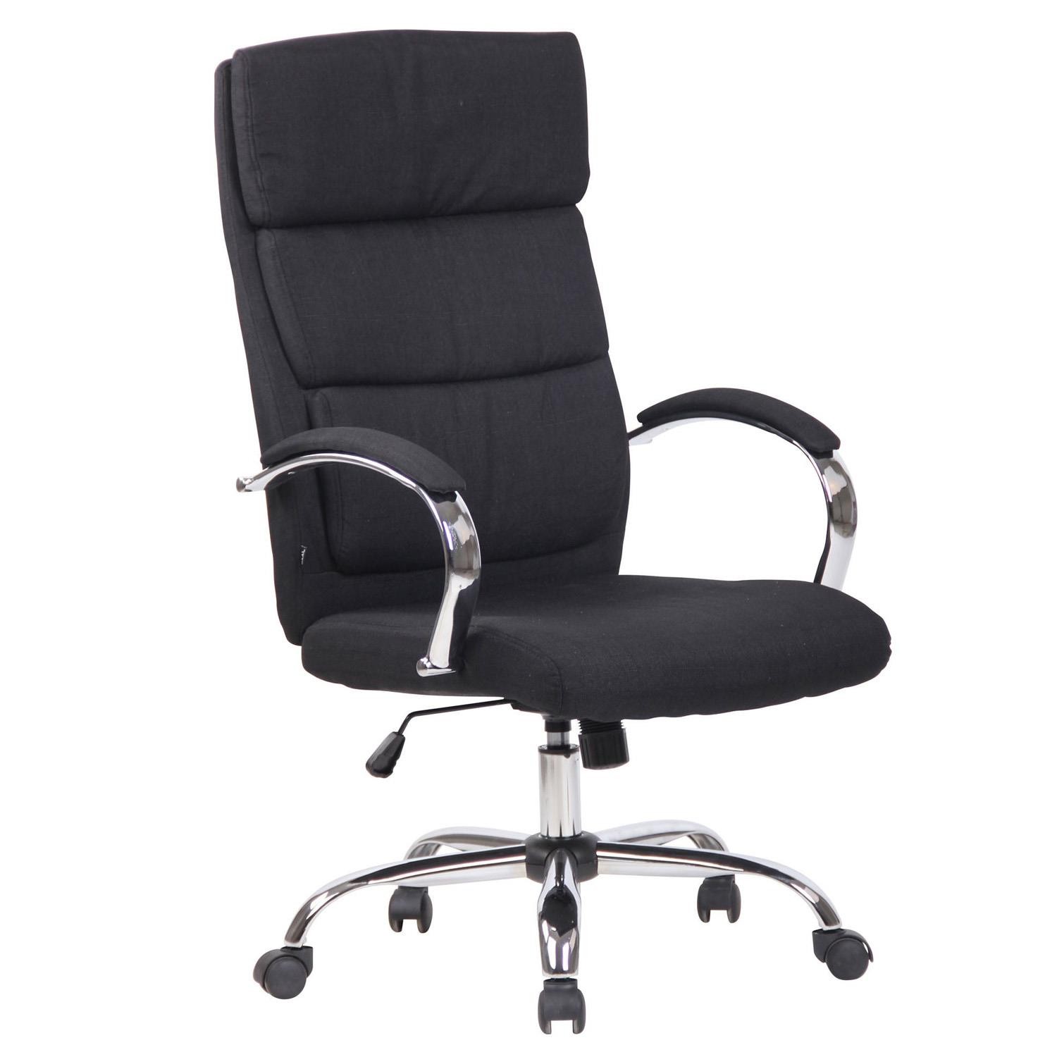 Sillón de Oficina BRANDON TELA, Grueso Acolchado, Base Metálica, color Negro
