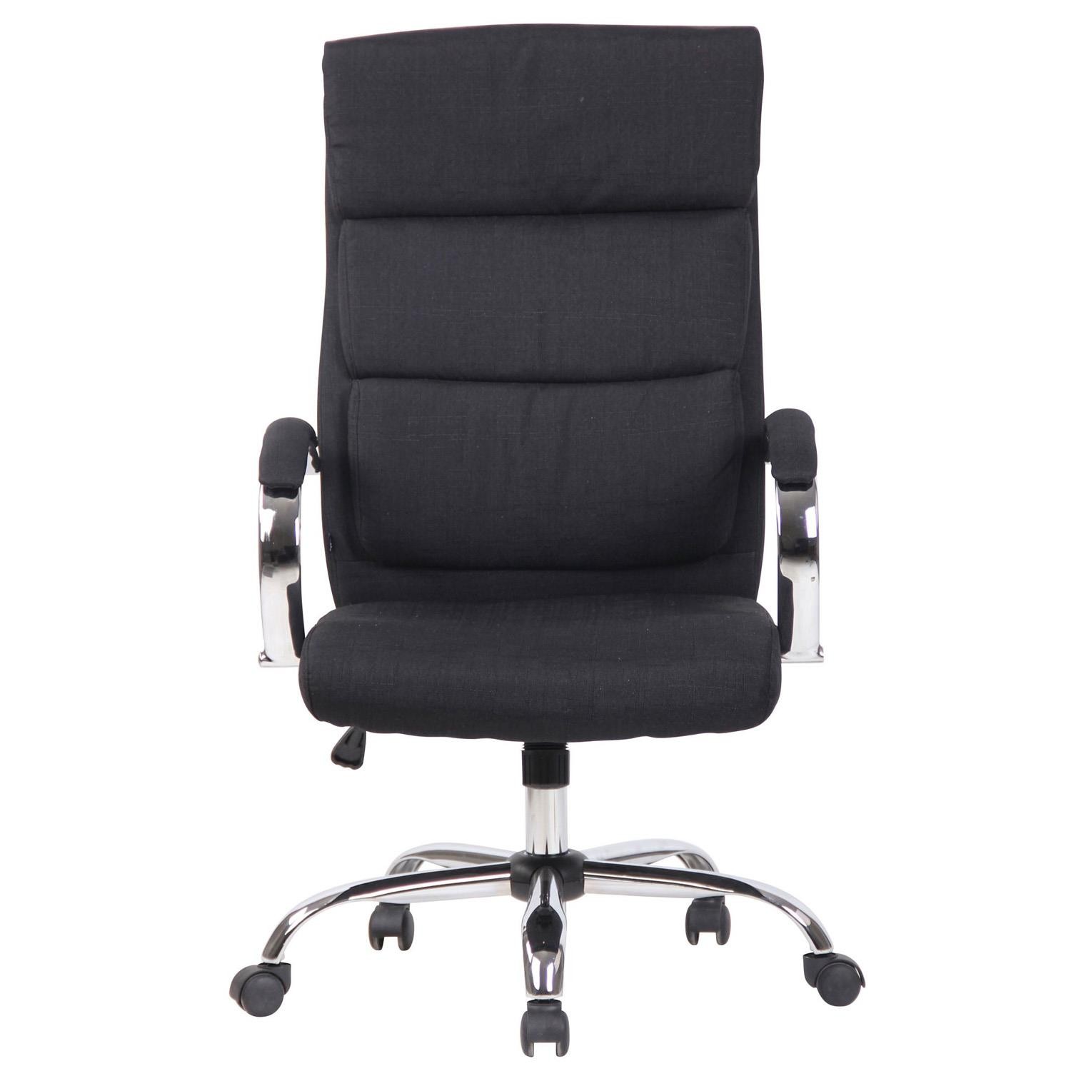 Sillón de Oficina BRANDON TELA, Grueso Acolchado, Base Metálica, color Negro