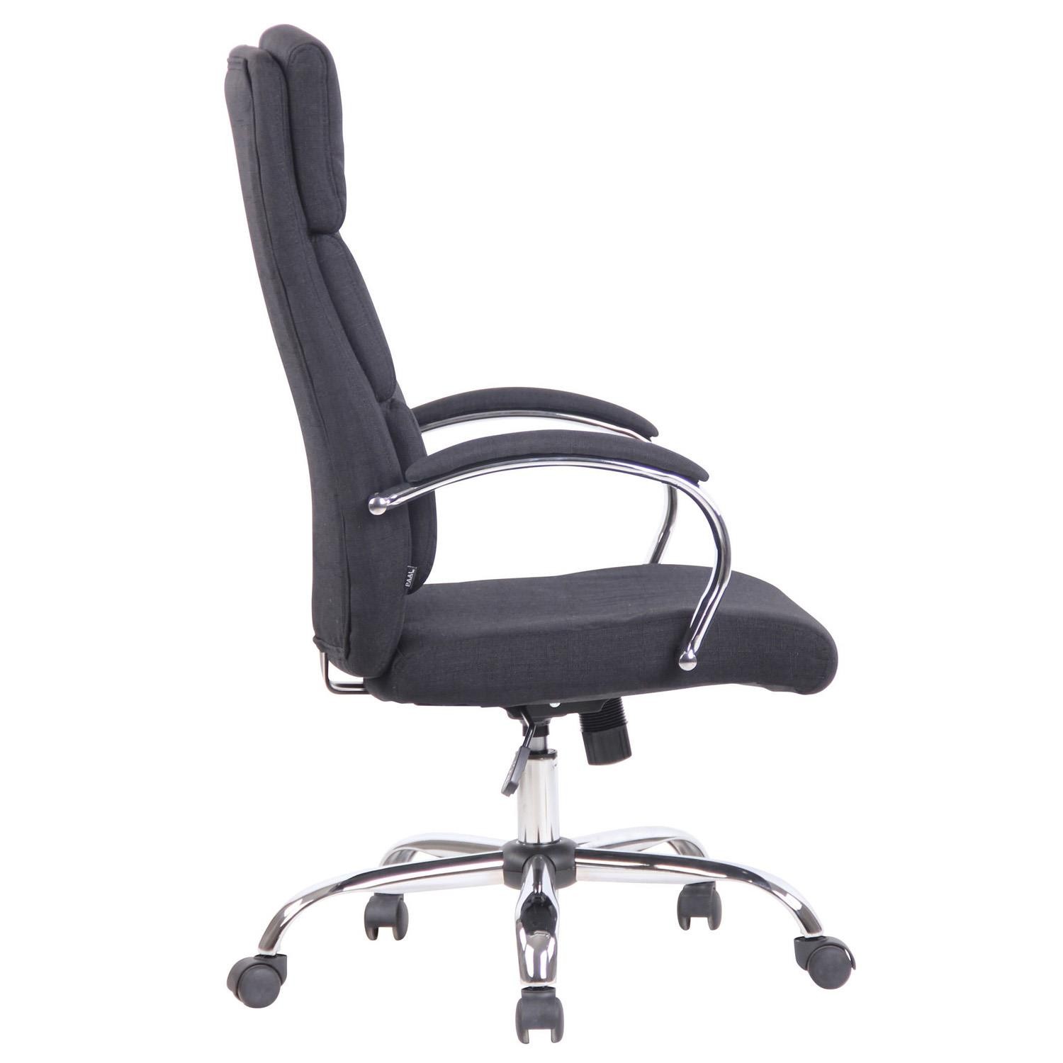 Sillón de Oficina BRANDON TELA, Grueso Acolchado, Base Metálica, color Negro