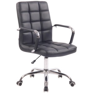 Silla de Oficina DELAN PRO tapizada en Piel Negra
