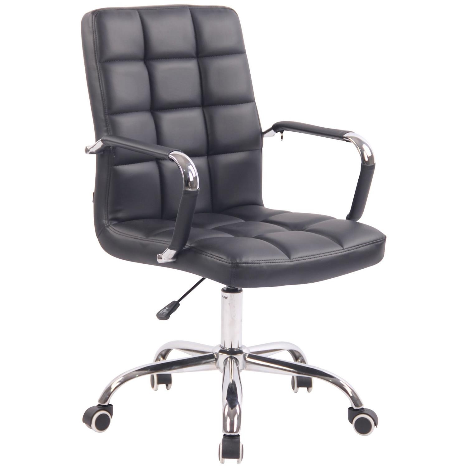 Silla de Oficina DELAN PRO, Gran Acolchado, Base Metálica, Tapizada en Piel Negra