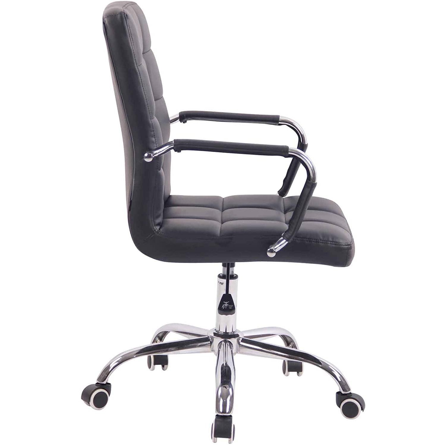Silla de Oficina DELAN PRO, Gran Acolchado, Base Metálica, Tapizada en Piel Negra