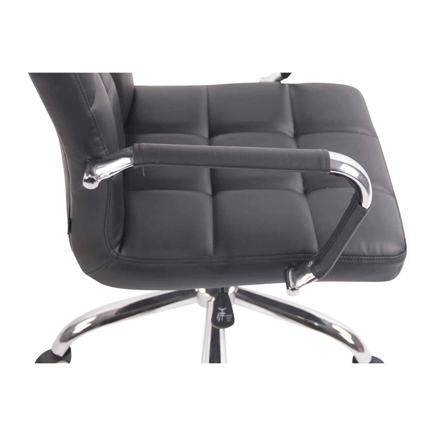 Silla de Oficina DELAN PRO, Gran Acolchado, Base Metálica, Tapizada en Piel Negra