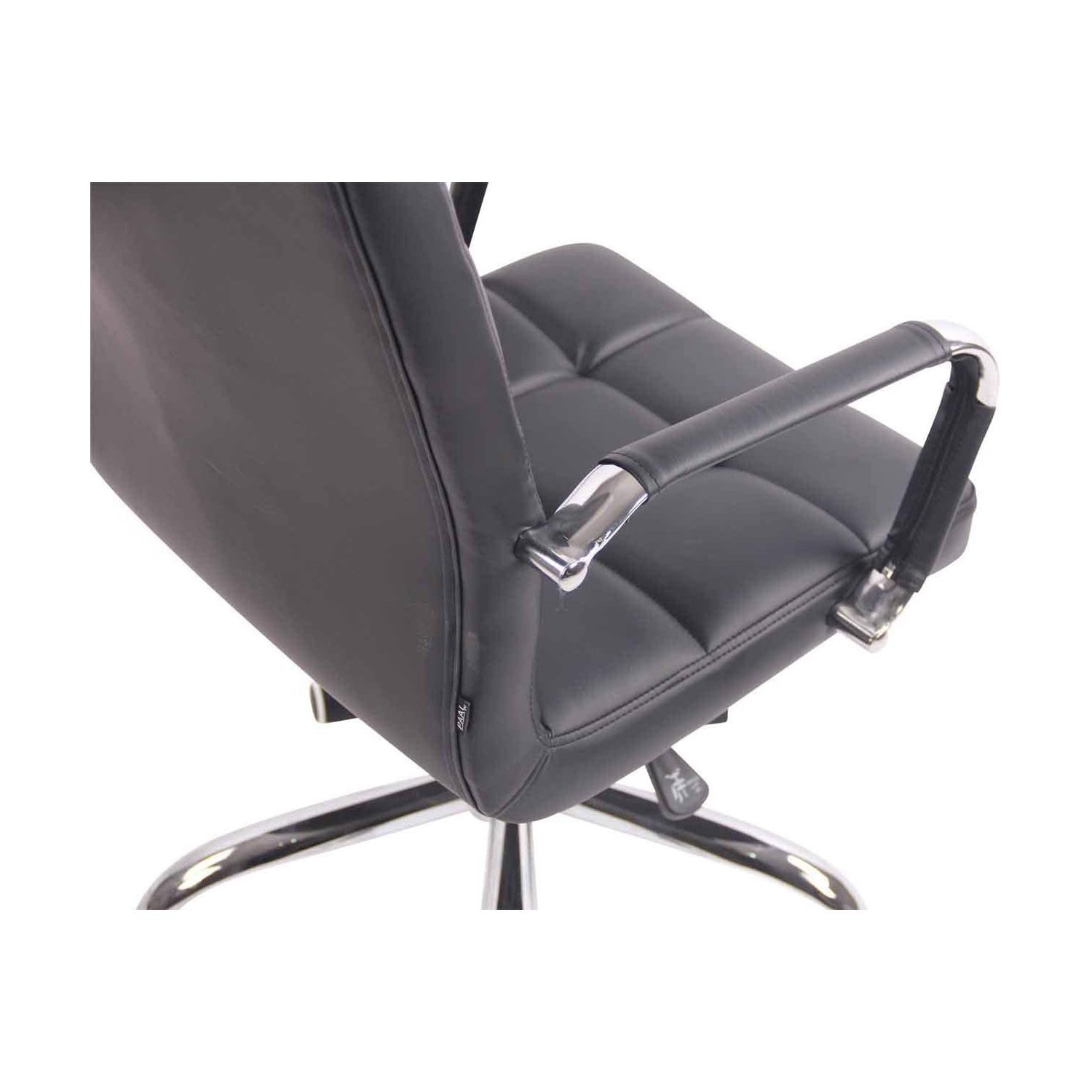 Silla de Oficina DELAN PRO, Gran Acolchado, Base Metálica, Tapizada en Piel Negra
