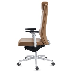 Sillón de oficina ejecutivo TELMO, piel 100% auténtica, en negro