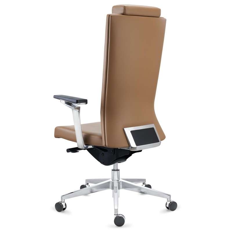 Sillón de oficina ejecutivo TELMO, piel 100% auténtica, en negro