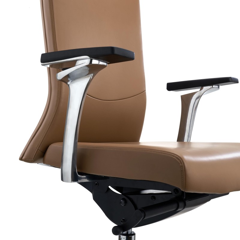 Sillón de oficina ejecutivo TELMO, piel 100% auténtica, en negro