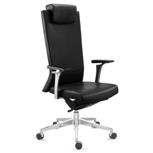 Sillón de oficina ejecutivo TELMO, piel 100% auténtica, en negro
