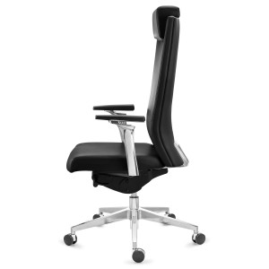 Sillón de oficina ejecutivo TELMO, piel 100% auténtica, en negro