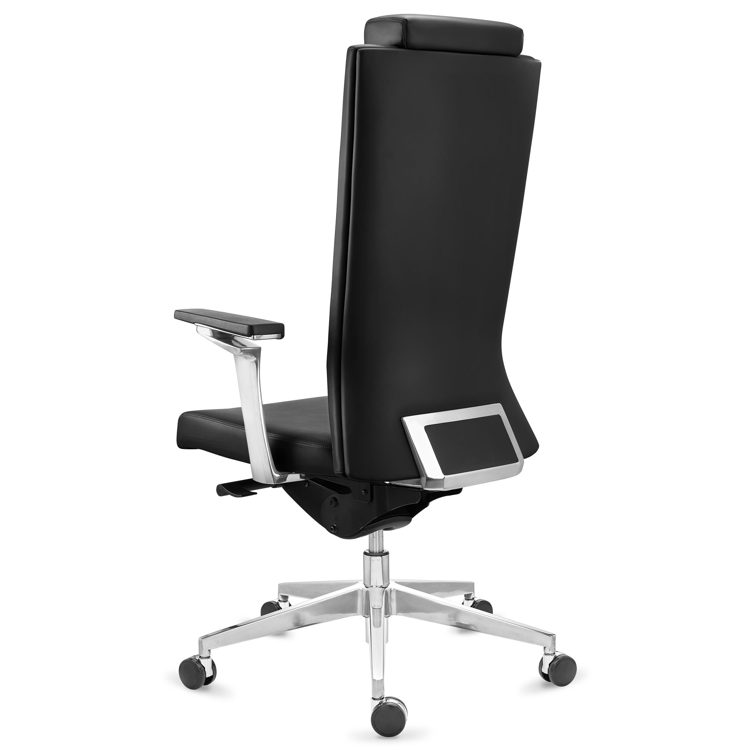Sillón de Oficina TELMO, Máxima Calidad, Elegante y de Diseño, Piel Auténtica, En Negro
