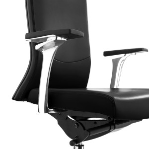 Sillón de oficina ejecutivo TELMO, piel 100% auténtica, en negro