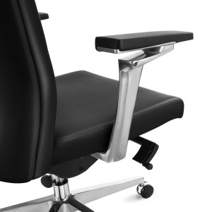 Sillón de oficina ejecutivo TELMO, piel 100% auténtica, en negro