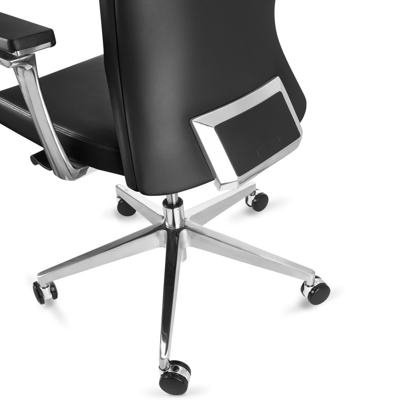 Sillón de oficina ejecutivo TELMO, piel 100% auténtica, en negro