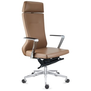 Sillón de oficina ejecutivo GALVÁN, cuero auténtico, en negro