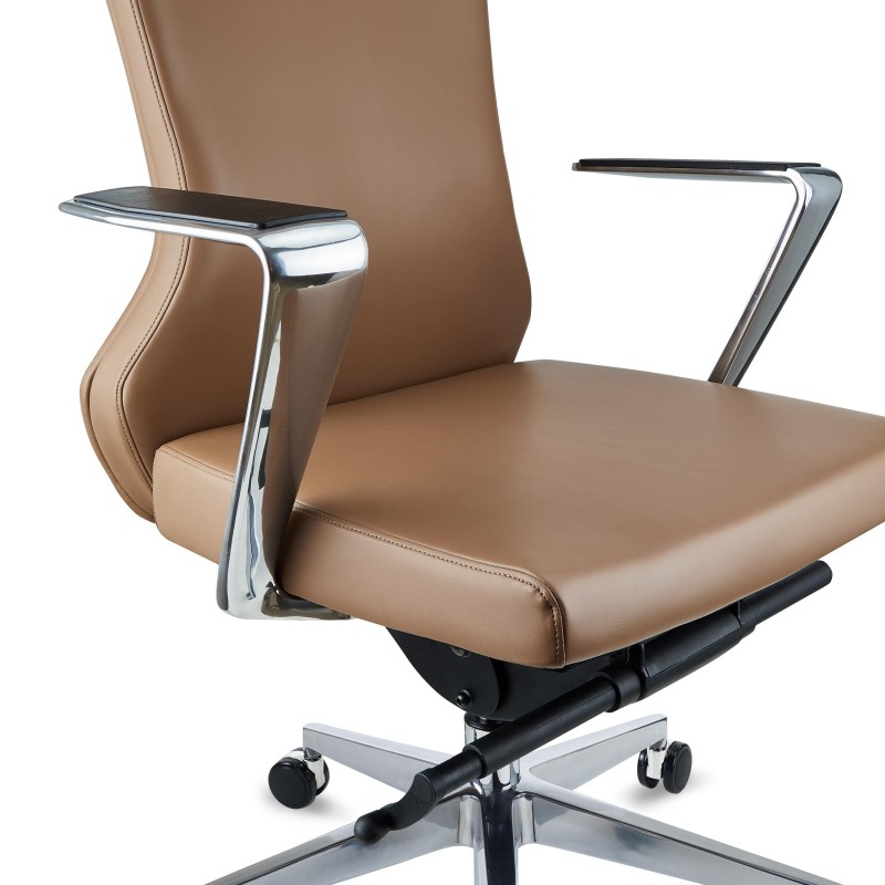Sillón de oficina ejecutivo GALVÁN, cuero auténtico, en negro