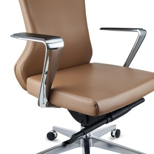 Sillón de oficina ejecutivo GALVÁN, cuero auténtico, en negro