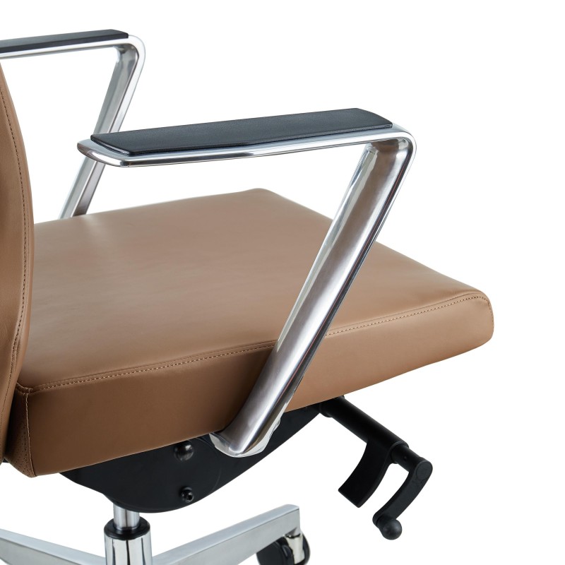 Sillón de oficina ejecutivo GALVÁN, cuero auténtico, en negro