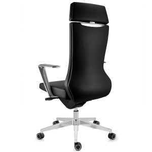 Sillón de oficina ejecutivo GALVÁN, cuero auténtico, en negro