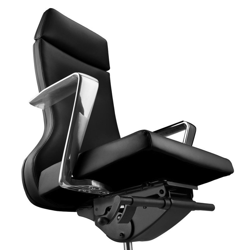 Sillón de oficina ejecutivo GALVÁN, cuero auténtico, en negro