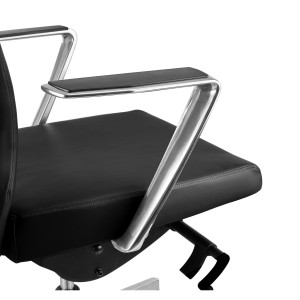 Sillón de oficina ejecutivo GALVÁN, cuero auténtico, en negro