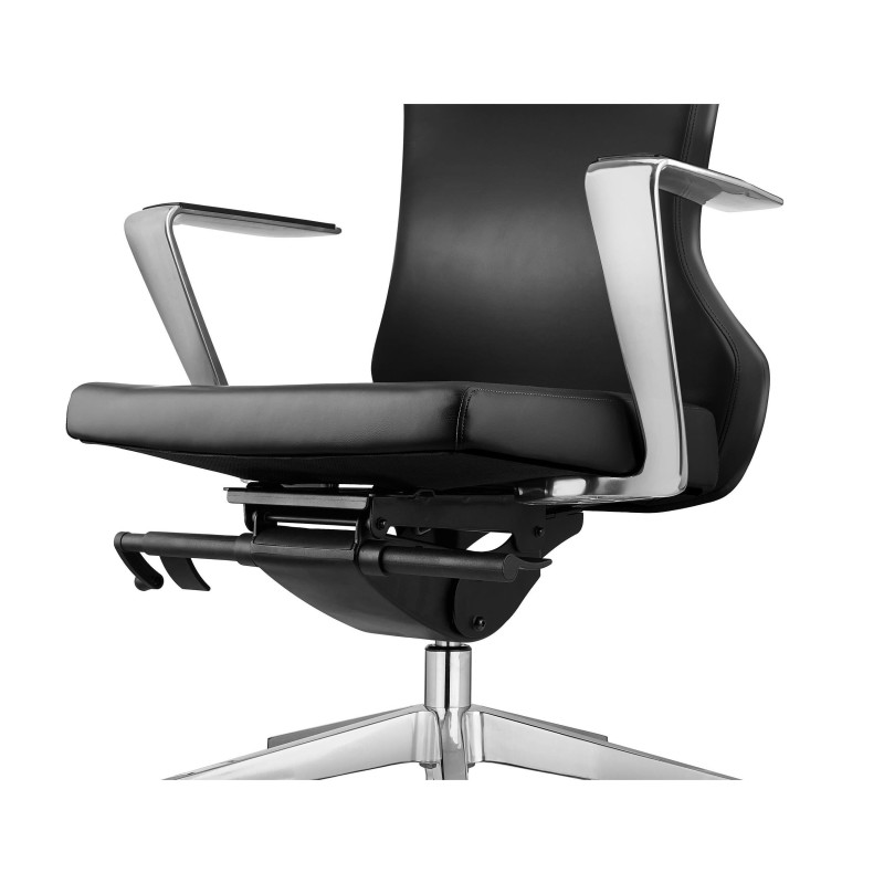 Sillón de oficina ejecutivo GALVÁN, cuero auténtico, en negro