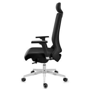Sillón de oficina RIVIERA, ergonómico, cuero negro